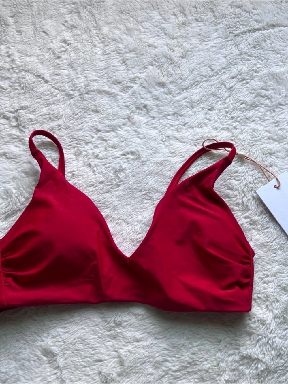 Quince Red Triangle Bikini Top Adjustable Straps NEW Small